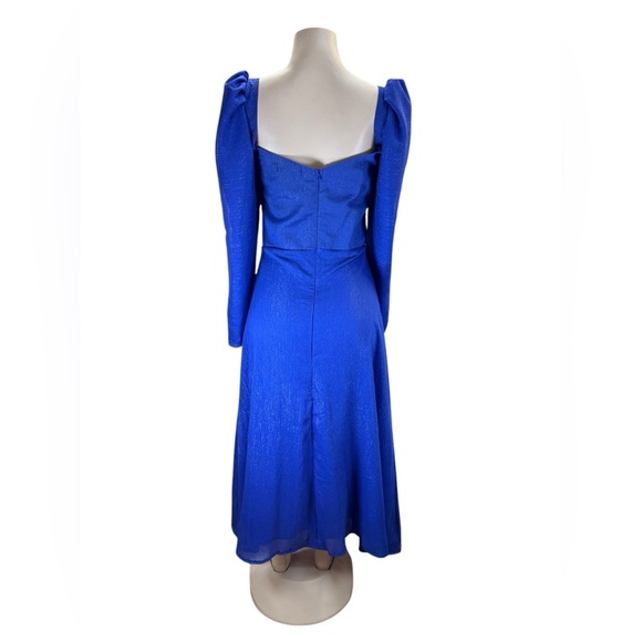 Rendoll Lagos.Blue Sweetheart Neckline Gown with Puff Sleeves - Picture 3 of 10